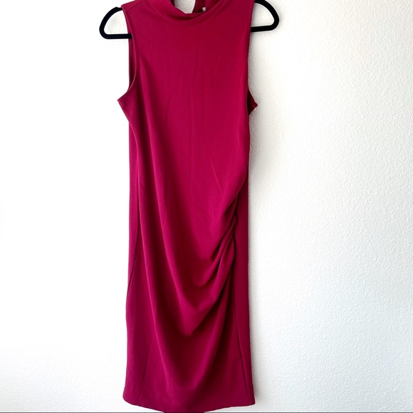 Chelsea28 mock neck sheath midi dress berry pink - Picture 10 of 13